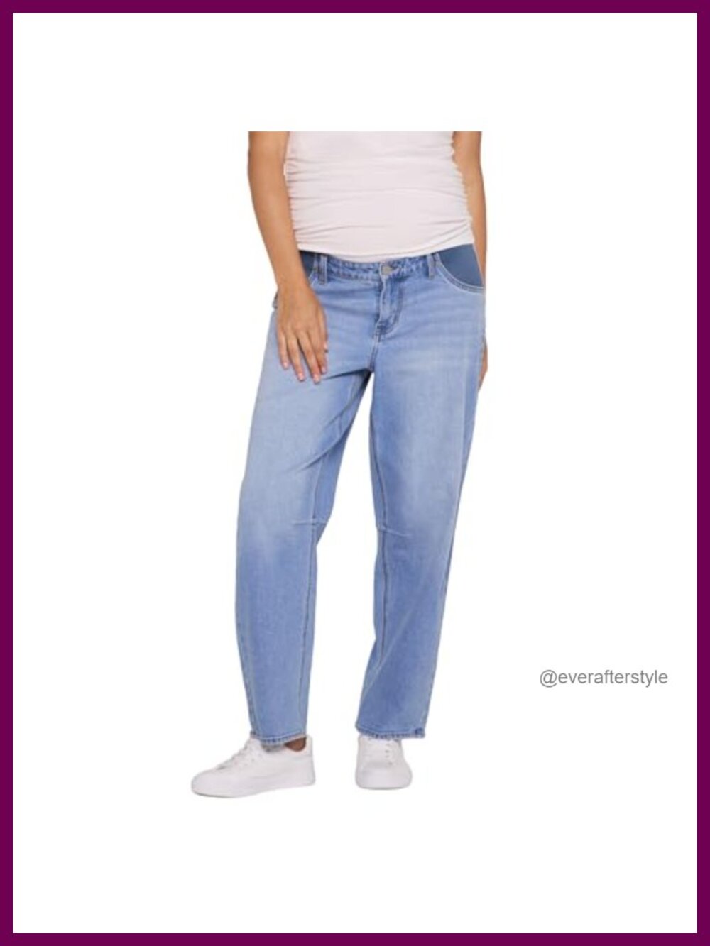 Maternity Under Belly Barrel Leg Jeans Relaxed Fit Pregnancy Denim